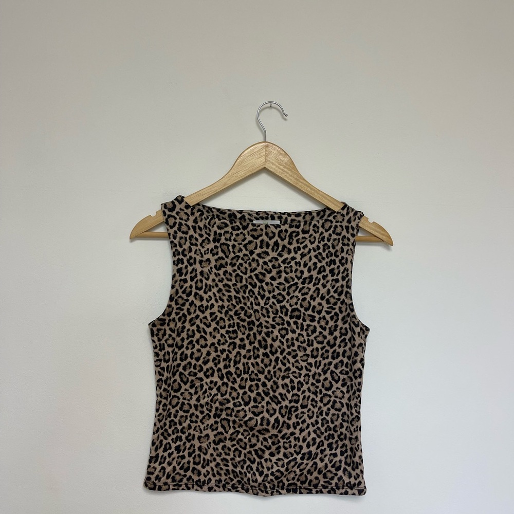 Leopard Print Sleeveless Tank Top - Brown